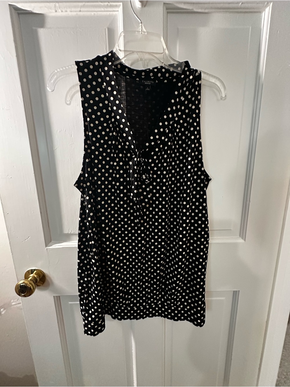 Talbots Polka Dot Sleeveless V-Neck Women’s Top - Black/White